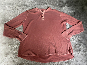 Lucky Brand Henley Shirt Adult XL Pink Long Sleeve Mens