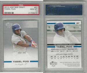 Béisbol Leaf Rize Draft 2012, #67 Yasiel Puig radiocontrol, Dodgers, gema PSA 10 - Imagen 1 de 1
