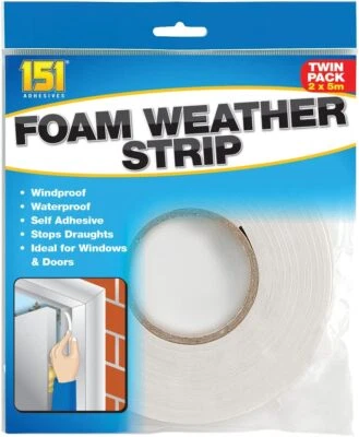 Weather Foam Tape Draught Excluder Seal Strip Insulation Window Door stop UK - Image 1 of 4