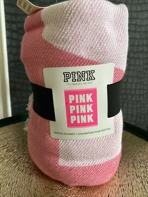NWT VICTORIAS SECRET PINK THROW FRINGE FESTIVAL BLANKET 50"x60" RARE Summer - Image 1 of 4
