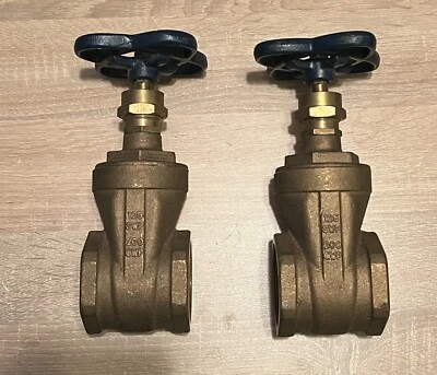 LOTE de 2” Válvula de compuerta de bronce Nibco T-113 vástago roscado no ascendente 125 SWP 200 CWP Foto 1 de 3