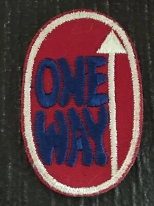 1970's One Way Up Arrow Embroidered Patch Vintage Red White Blue - Picture 1 of 8