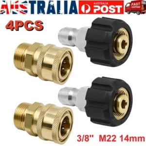 4Pcs/Set Pressure Washer Quick Connect Fittings M22 14mm to 3/8'' Hose Adapter - Picture 1 of 12