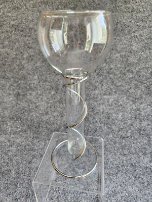Davco Chrome and Blown Glass Vintage 70s Single Floating Candle Holder - 10" -EC - Image 1 of 4