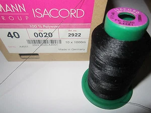 (0,01 € / 1 m) 1000 m hilo de pekir de Amann Isacord espesor 40 negro (i40s - Imagen 1 de 1