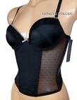 Ladies Sexy Black Corset Long Line Bra Basque Boned Padded Wired 34A 34B 34C New