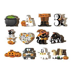 36 Stück Halloween-Dekoration, Anhänger aus Holz, Kürbisornamente,