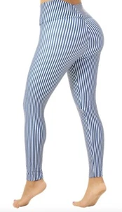 Legging EKKOS Kolumbianische Leggings Innen Powernet Mieder weiß blau gestreift BBL - Bild 1 von 13