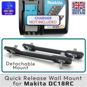 Soportes de montaje en pared para cargador de batería Makita DC18RC 18v LXT - desmontables - Imagen 1 de 8