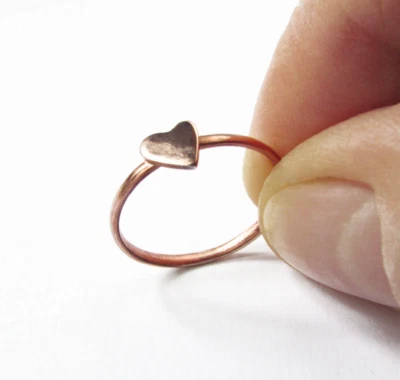 Anillo en forma de corazón regalo de cumpleaños para niñas hecho a mano anillo de cobre regalo para amantes Foto 1 de 4