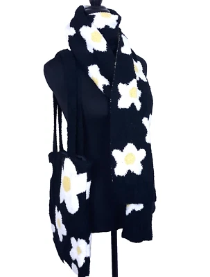 Nuevo conjunto de bufanda Nordstrom BP bolso a juego negro blanco estampado de flores boho suave Foto 1 de 4