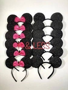 Minnie Mickey Mouse Ears Headbands 12pcs Black Red Pink Bow Party Favors Birthd - Picture 1 of 3