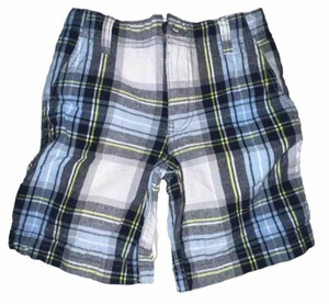 Faded Glory Boys Blue/White/Yellow Plaid Shorts Adjustable Waist Pockets Size 6 - Picture 1 of 10