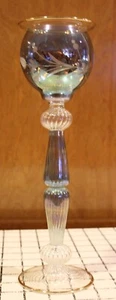 Candelabro de vidrio artístico azul estilo veneciano vintage 11" de alto - Imagen 1 de 8