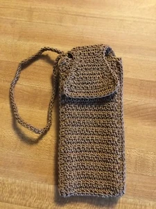 Macrame Phone/ Eyeglass Wrist Strap Bag Case Tan - Zdjęcie 1 z 4
