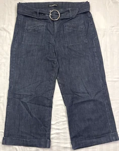 Z Cavaricci Women’s Jean Capris Sz 10 High Waist Cuffed Hem Dark Wash - Picture 1 of 7