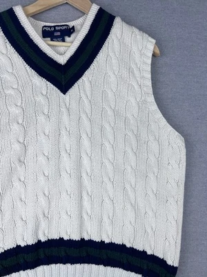 Polo Deportivo Algodón-Cachemira Cricket Chaleco Para Hombres Medio Crema Tejido a Mano Foto 1 de 4