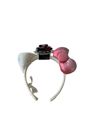 Diadema Hello Kitty Sanrio blanca y rosa orejas de gato moño niñas Foto 1 de 3
