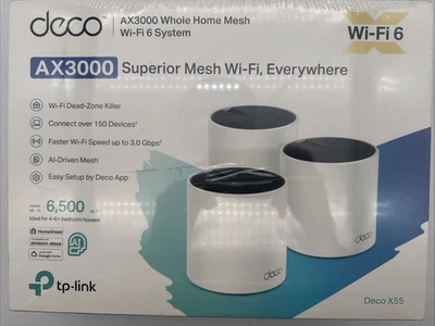 TP-LINK | Deco X55 AX3000 | Three (3) pack | Superior Mesh Wifi 6 | Sealed - Image 1 of 4