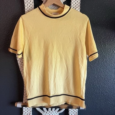 Camisa de manga corta JCPenney vintage amarilla y negra para hombre Foto 1 de 4