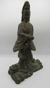 Vintage estate Chinese gilt wood statue of Guanyin/Kwan Yin 13" - Picture 1 of 22