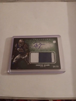 2012 Inception Rookie Auto Jumbo Patch Green 34/50 Dwayne Allen #AJP-DA Colts - Image 1 of 4