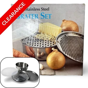 NEW 4-Piece Stainless Steel Grater Set with Storage Bowl & Lid – Fine & Coarse - Picture 1 of 4