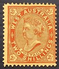 1902 Western Australia 2/- Brn red/Yellow Postage Stamp P12 1/2X12 1/2 Mint £75.