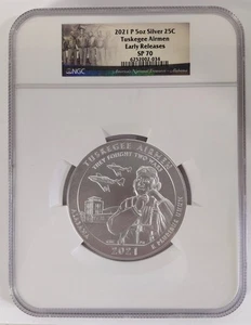 2021 P 5oz Silver 25C Tuskegee Airmen NGC SP 70 - Picture 1 of 2