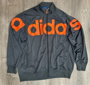 Adidas Chaqueta de Pista Para Hombres 2XL Gris Naranja Deletrear Vintage Rayas Cremallera Suéter - Imagen 1 de 12