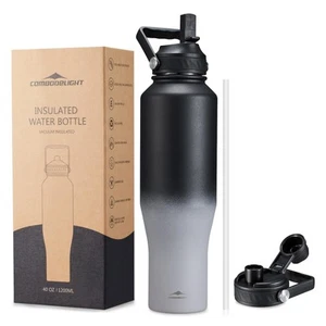 Water Bottle Insulated 40oz Stainless Steel Tumbler with Straw/Spout Lids, Wi... - Picture 1 of 7