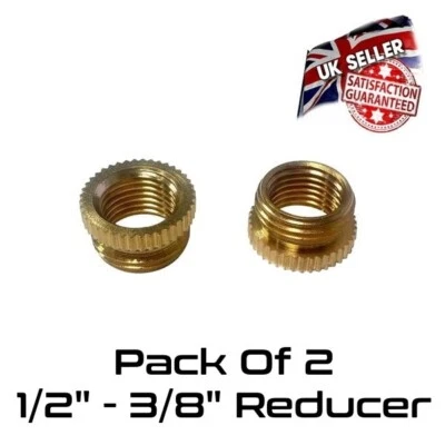 UKELECTRICAL Pack Of 2 Brass Lamp holder Reducer 1/2" TO 3/8" - Lighting Adaptor *UK Seller*