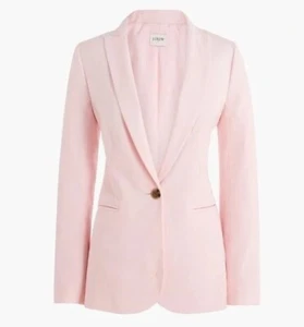 J.Crew Women's Linen Blend Holland Blazer Light Pink Size 6 Lined Long Sleeves - Picture 1 of 6