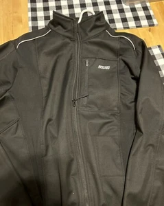 Cycling Bicycle Jacket Black w/Gray Reflective Accents Men’s USA L/XL Arsuxeo - Picture 1 of 4