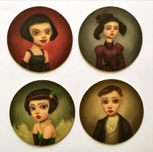 Original Signed Oil Paintings Set Of 4 Matthew J. Price Gothic Pop Art 2013 - Picture 1 of 10