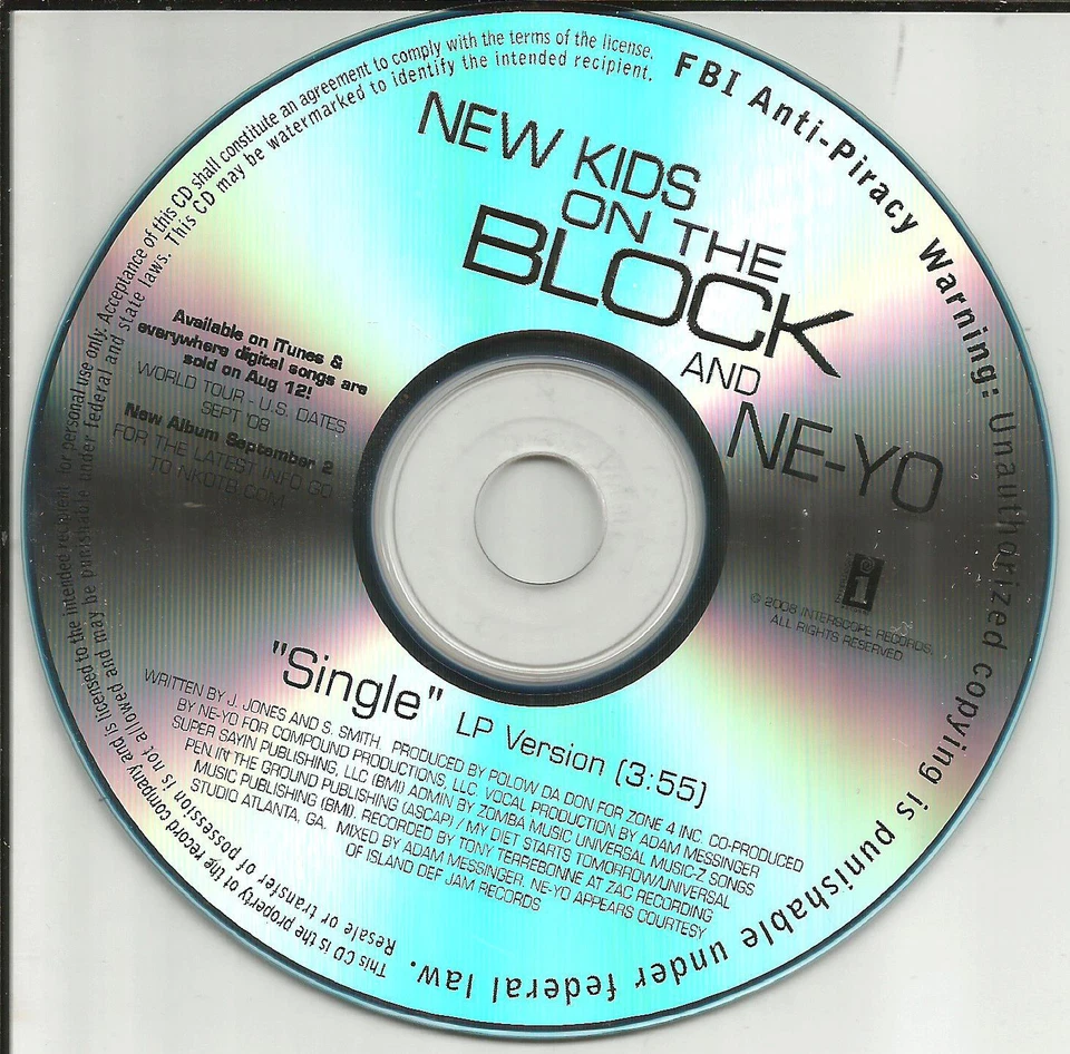 NEW KIDS ON THE BLOCK w/ NE YO Single TST PRESS PROMO DJ CD single USA 2008 MINT - Image 1 of 1