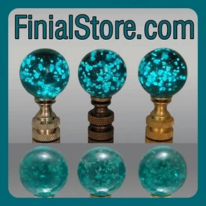 Dark Green Glow In The Dark Glass Lamp Finial Nickel/Polished/Antique Brass Base - Picture 1 of 30
