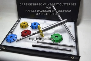 HARLEY DAVIDSON SHOVEL HEAD VALVE SEAT CUTTER KIT CARBIDE TIPPED 3 ANGLE CUT - Picture 1 of 12
