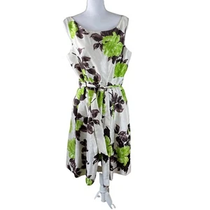 Vestido para mujer Jessica Howard talla 14 verde marfil floral sin mangas dinero antiguo - Imagen 1 de 10