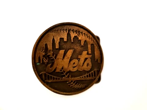 Vintage MLB New York Mets Baseball LogoTiffany Studio New York Brass Belt Buckle Cover