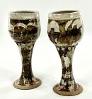 VTG 1982 Jim Clark Original Glazed Pottery Wine Goblets/Signed And Dated/9”T