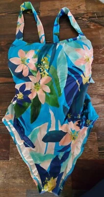 NWOT💙Beach Betty Womens Swim Bathing Suit XL One Piece Blue/Flowers Multicolor - Image 1 of 4