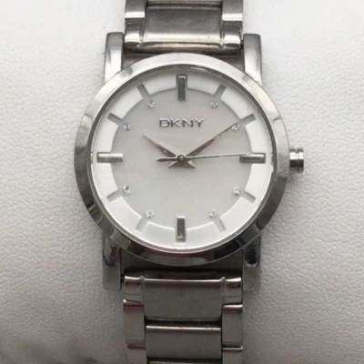 DKNY Womens Watch 28mm Silver Tone MOP Dial NY-4519 New Battery 6.75" - Image 1 of 4