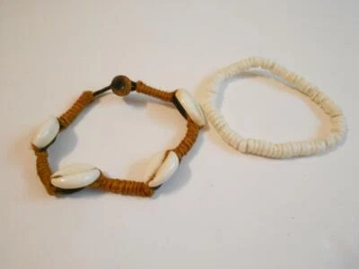 2 браслета из ракушек шнур из конопли пука эластичный - Изображение 1 из 2
