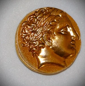 Coin Philip ΦΙΛΙΠΠΟΣ 323 BC King of Macedonia  24K gold plated 19mm 4,34gr - Picture 1 of 10