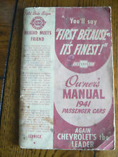  Vintage Chevrolet 1941 Passenger Cars Owners Manual FREE US SHIP