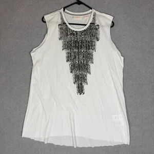 Sass & Bide Top Womens Medium White Black The Circus Ball Glass Rhinestone - Picture 1 of 7