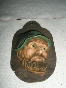Vintage 1970's wall hanging w/ 3 D Face of old man - Picture 1 of 9