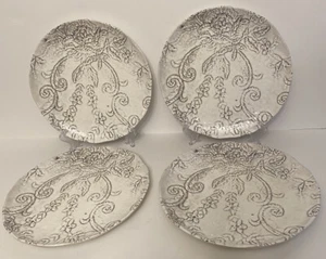 Cynthia Rowley Melamine Plates 9 In Dinner Luncheon Appetizer Picnic Gray Lot 4 - Picture 1 of 6
