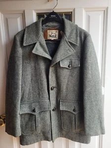 Vintage Woolrich USA Mens 100% Wool Jacket Button Cruiser Fur Lined Tweed 38 - Picture 1 of 13